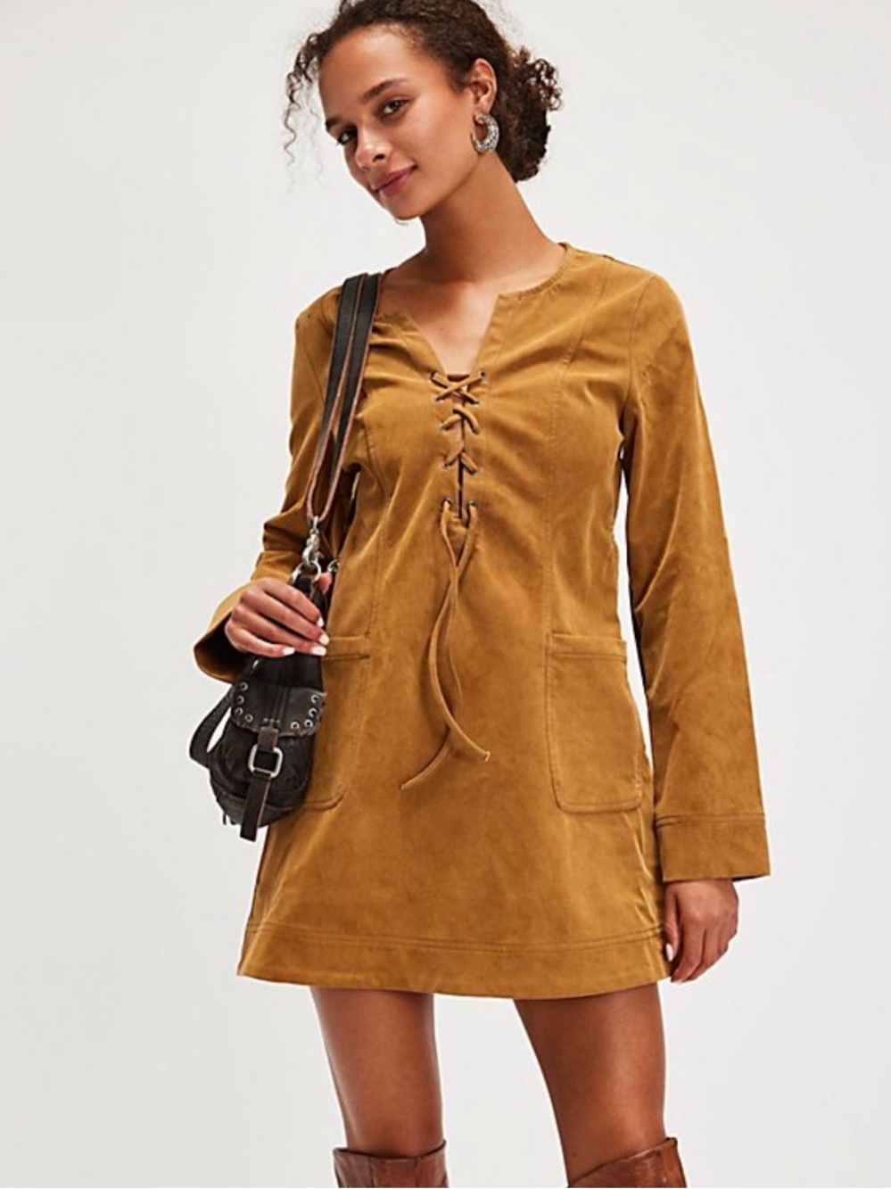 NWT Free People Bradley Faux Suede Mini Dress